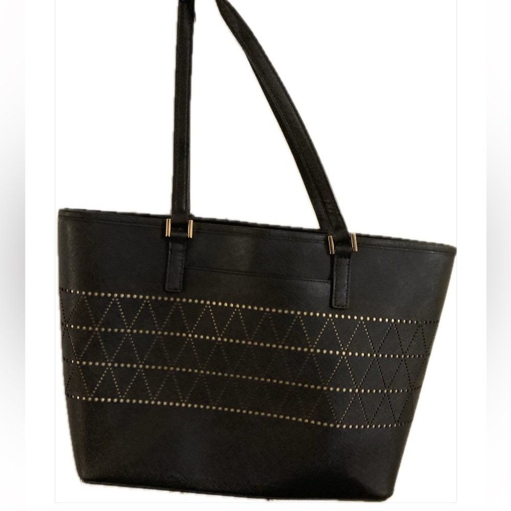 Very Rare Michael Kors | Authentic | Laser Cut Jet Set  Black Tote |Gold Accents - Picture 3 of 8